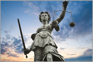 Lady Justice Statue holding a sword and scale